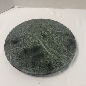 12" Round Vintage Green Marble Lazy Susan Turntable Luxury Table Serving Stone